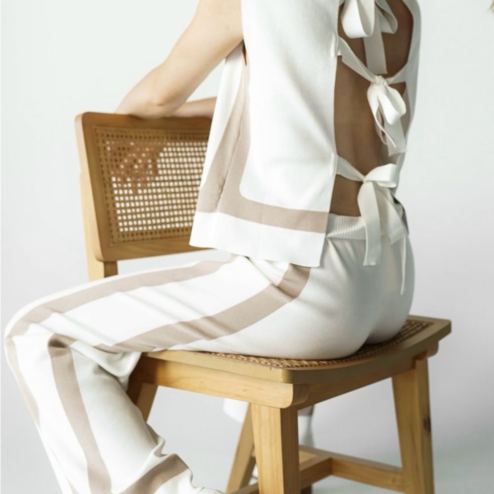 Chic Cream and Tan Track Pants
